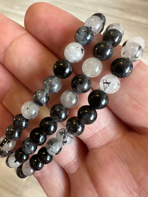 Black Tourmaline in Quartz Bracelet