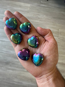 Rainbow Hematite Mini Hearts