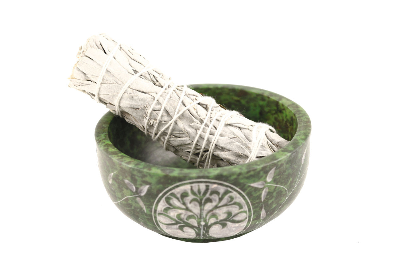 Tree Of Life Soapstone Smudge Bowl