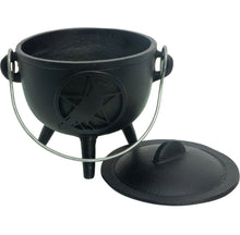 Load image into Gallery viewer, Cast Iron Cauldron (raven and pentacle)